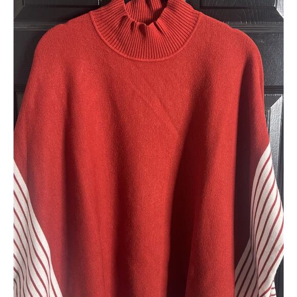 Uniexcosm XL Women's Mock Neck Poncho Sweater Batwing SL Oversized Chunky Knit - Picture 3 of 9